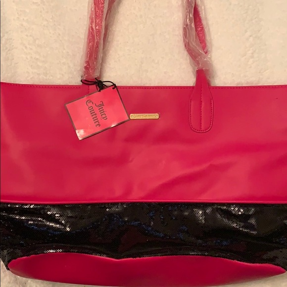 Juicy Couture Pink and Black Glitter tote - Picture 2 of 4
